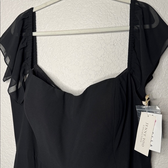 Jenny Yoo Elsie Black Chiffon Dress Size 22 Formal Bridesmaid Wedding Plus Ball - Picture 3 of 12